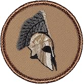 Spartan Helmet Patrol Patch - 2" Diameter Round Embroidered Patch (Hook-Fastener)