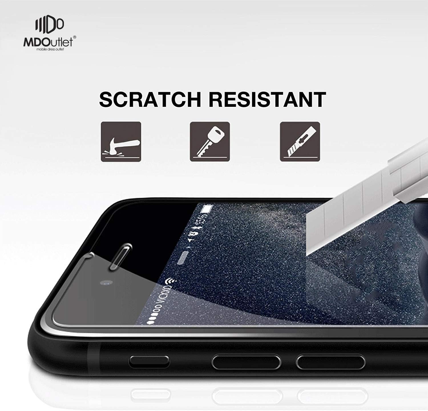 (3-Pack) iPhone 8, 7, 6S, 6 Screen Protector 9H Hardness MDOutlet Anti-Shatter Tempered Glass 99.9 HD Clarity and 3D Touch Accuracy (with Easy-Applicator)