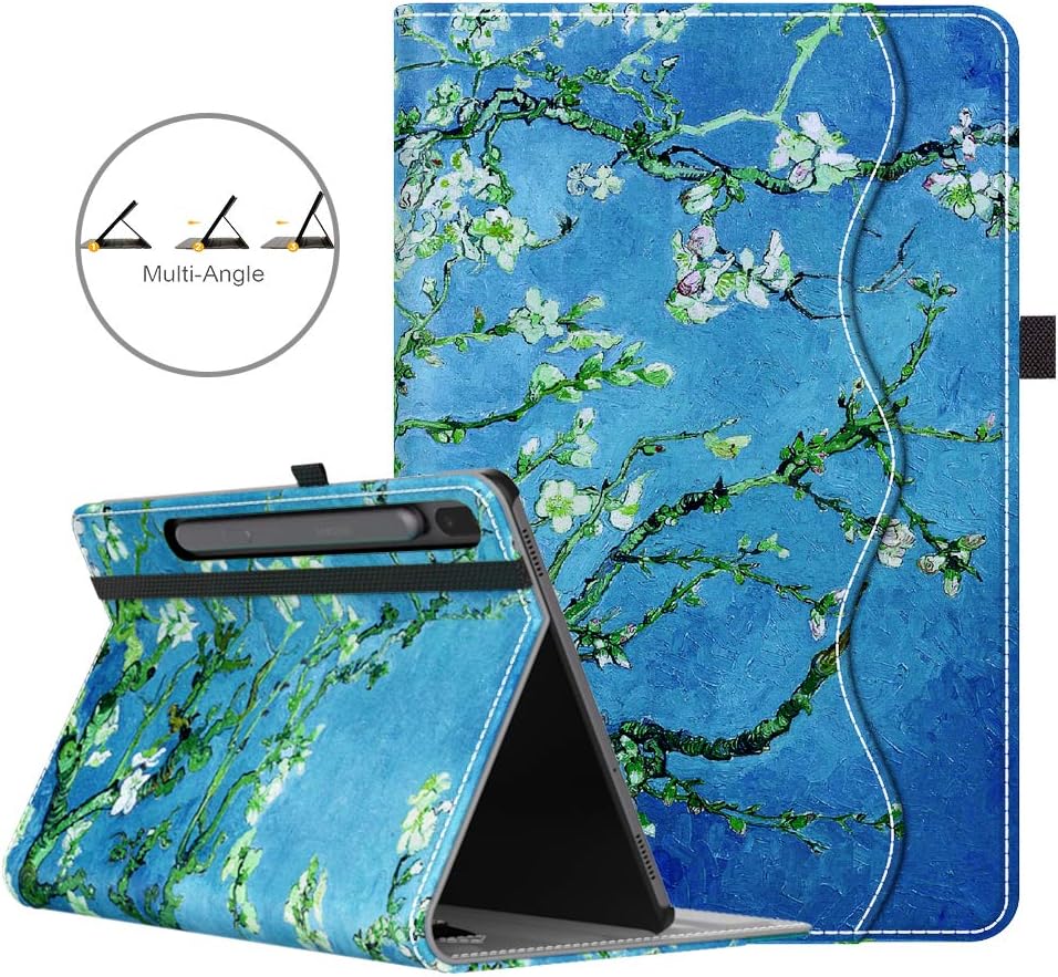 VORI Case for Galaxy Tab S6 10.5, Support S Pen Wireless Charging, Multi-Angle Viewing Smart Cover with Auto Wake/Sleep and Hand Strap for Samsung Model SM-T860/T865/T867 2019 Release, Almond Blossom