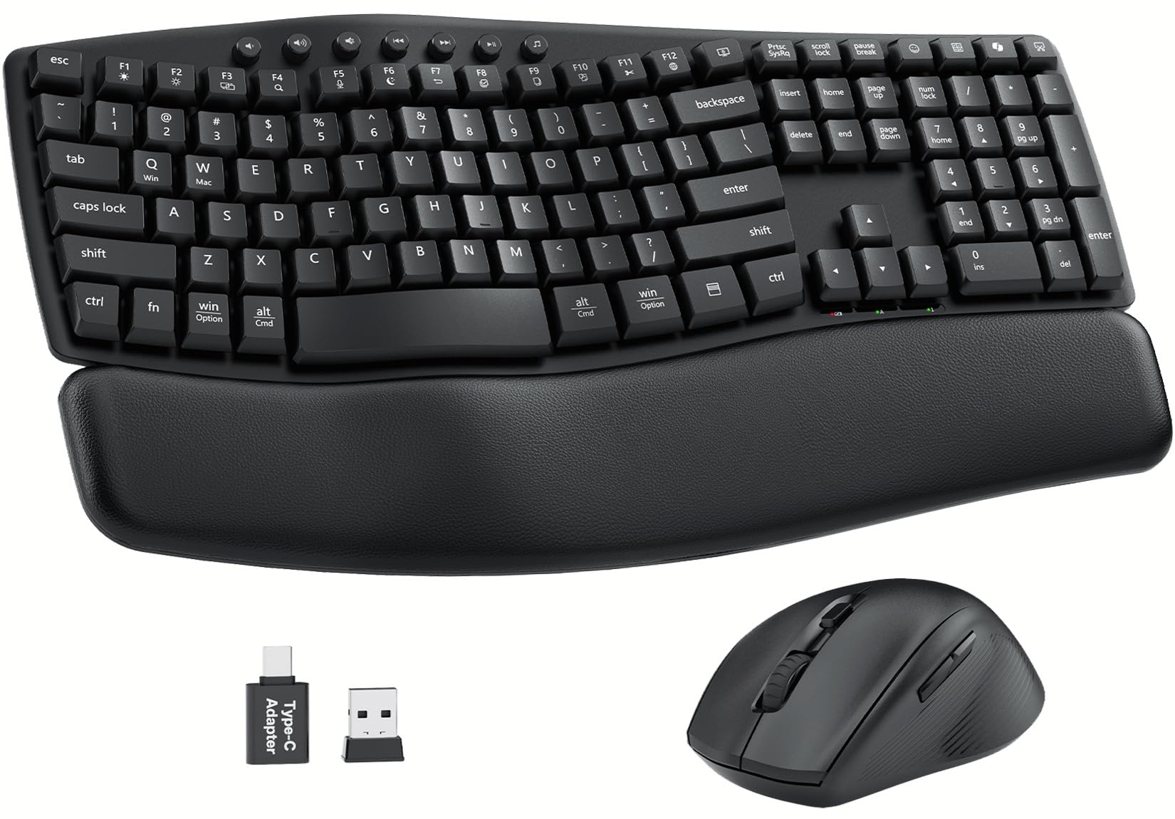 Photo 1 of **MISSING MOUSE & DONGLE** Ergonomic Wireless Keyboard and Mouse Combo, 30dB Quiet Full Size Keyboard Set with Wave Keys & Soft Palm Rest, Dual-System Switch for Windows/Mac, Ideal for Business Teams Home Office—Sablute