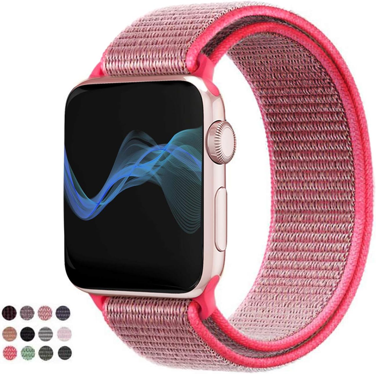 Suwikeke Compatible with Apple Watch Sport Loop Band 38mm 40mm 42mm 44mm,Lightweight Breathable Nylon Replacement Band Compatible with iWatch Series 1, Series 2, Series 3, Series 4