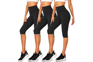 CTHH Women's Knee Length Leggings-High Waisted Capri Pants Biker Shorts for Women Yoga Workout Exercise Short Casual Summer