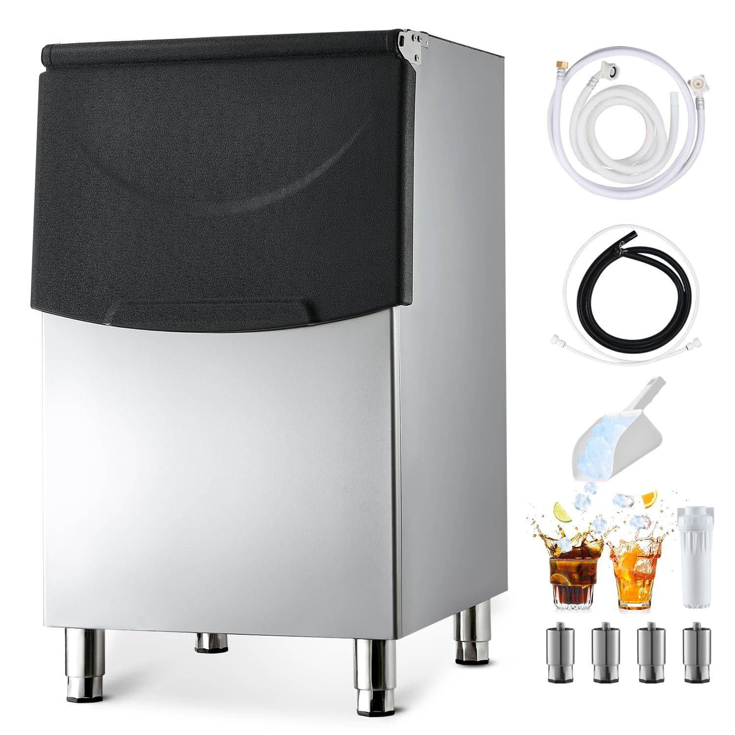 Photo 1 of ** FACTORY SEALED *** VEVOR Ice Storage Bin, 250LBS Capacity Ice-Bin, Stainless Steel Ice Storage Bins with Filter and Adjustable Anti-Slip Rubber Feet, Suitable for Restaurant Hotel and Beverage Shops
