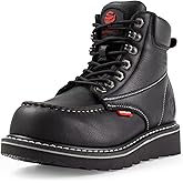 SUREWAY 6” Mens Heavy Duty Steel/Composite/Soft Toe Work Boots for Men,Comfortable & Durable,Goodyear Welt,Full Grain Leather,Oil/Slip Resistant,Wedge Moc Toe Industrial Construction Boots/Shoes