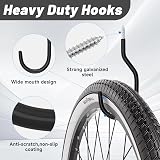 KINGLAKE 8 Pcs Black Bike Hooks Heavy Duty Ceiling Wall Mount Hanger view 3