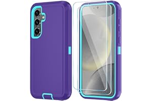 ONOLA Phone Case for Samsung Galaxy S24 Case with HD Screen Protector, Heavy Duty Shockproof & Dropproof 3-Layer Cover Phone Case for Galaxy S24 6.2'',PurpleSkyBlue