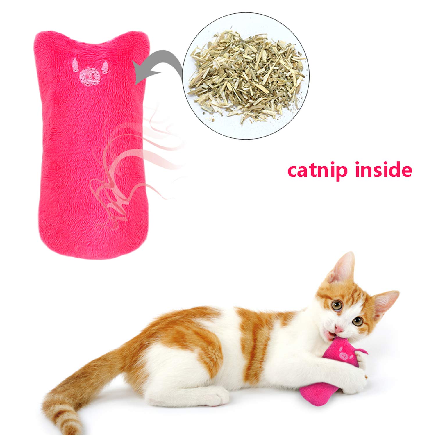 Legendog 5Pcs Catnip Filled Cartoon Expression Bite Resistant Cat Chew Toy (5Pcs Catnip Toys)