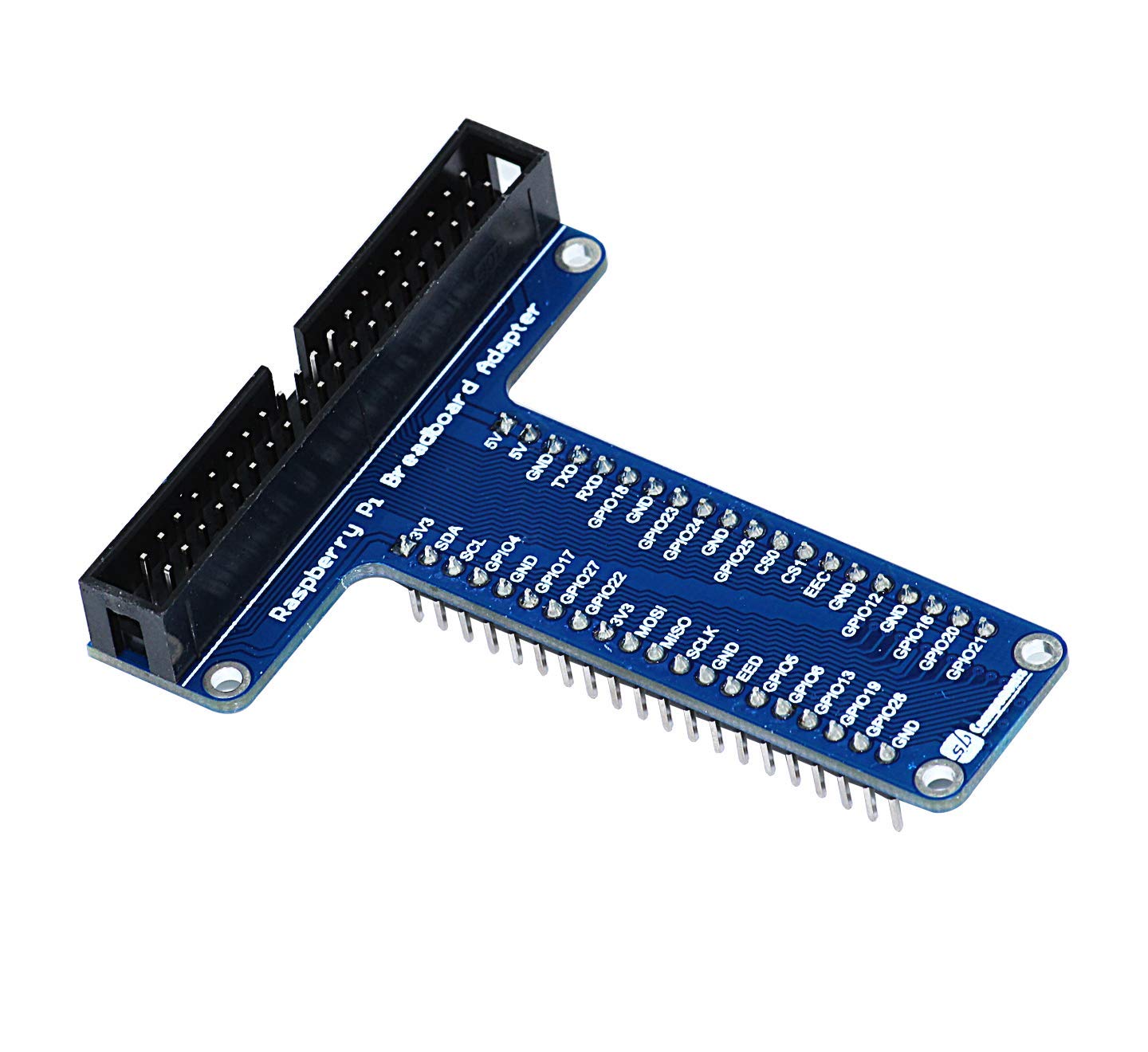 sb Raspberry Pi Breadboard Adapter with Cable - Supports Zero, A+, B+, Pi 2, 3 & 4 - Blue