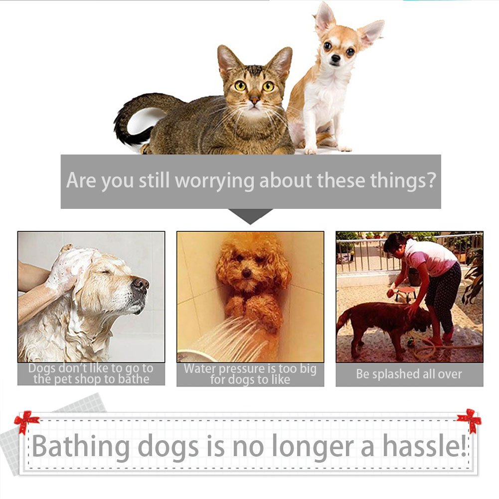 Dog Shower Sprayer with Silicone Massage Bath Brush Multi-Functional Grooming wash Tool