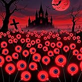 Halloween Decorations Outdoor, 6 Pack 36 LED Solar Red Scary Eyeball Swaying Lights, Red Solar Firefly Light Waterproof Outdoor Garden Lights for Halloween Yard Garden Party