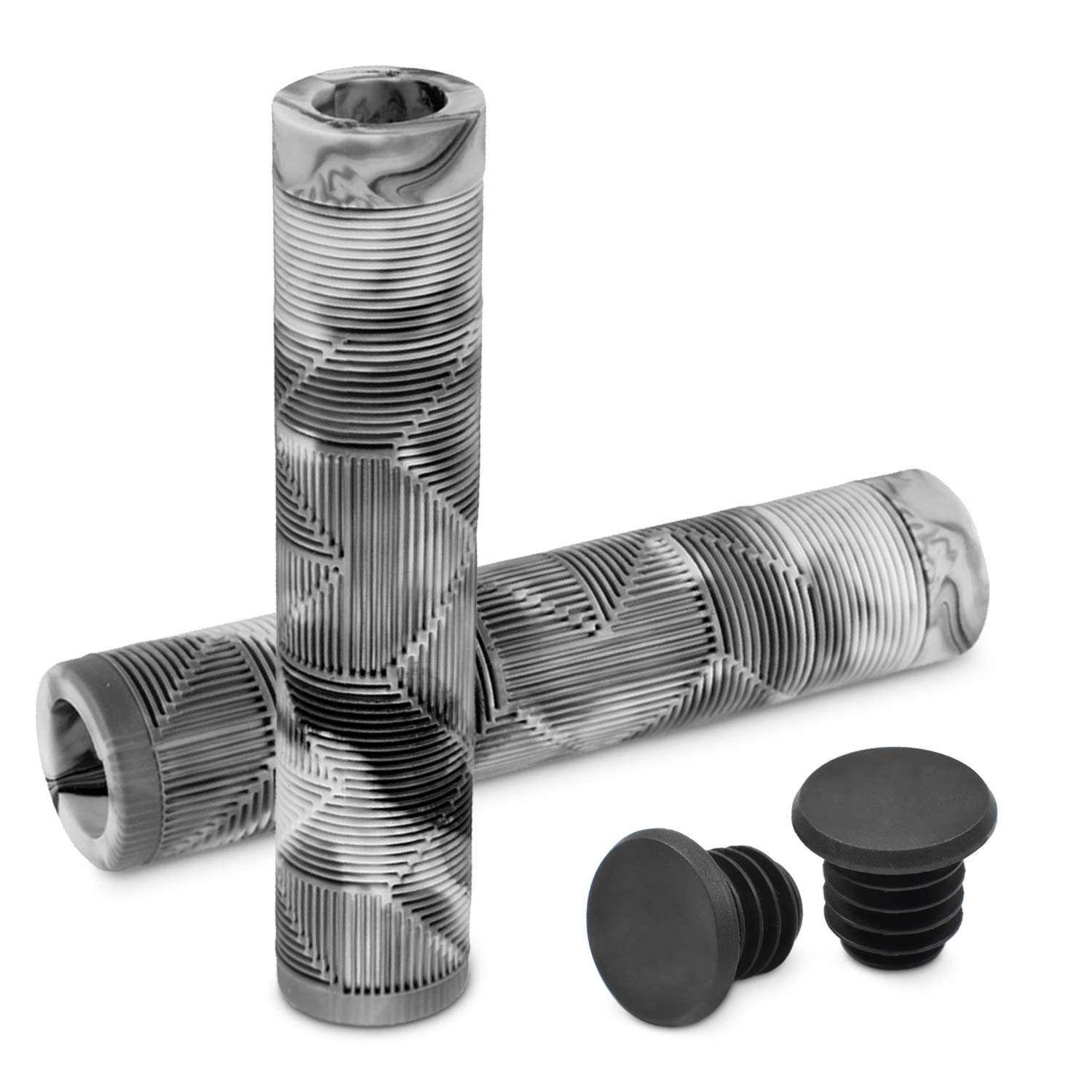 Marque MTB BMX Handlebar Grips - Flangeless Bicycle Grips for Flat Straight Bars Like BMX, MTB, Scooter; 140 MM of Non-Slip Grip to Match Any Bike or Scooter (Quartz)