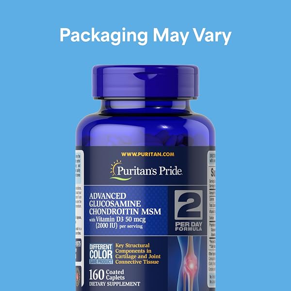 PURITAN’S PRIDE ADVANCED GLUCOSAMINE CHONDROITIN MSM WITH VITAMIN D3 50MCG (2000 IU), DIETARY SUPPLEMENT FOR JOINT HEALTH, 80 SERVINGS, 160 COATED TABLETS