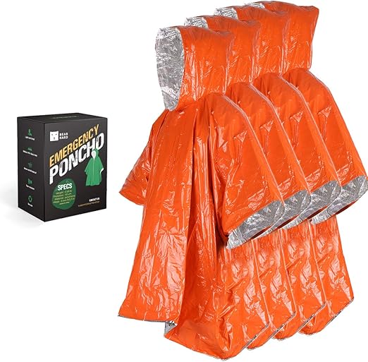 Bearhard Emergency Blanket Rain Poncho 4 Pack Ultralight
