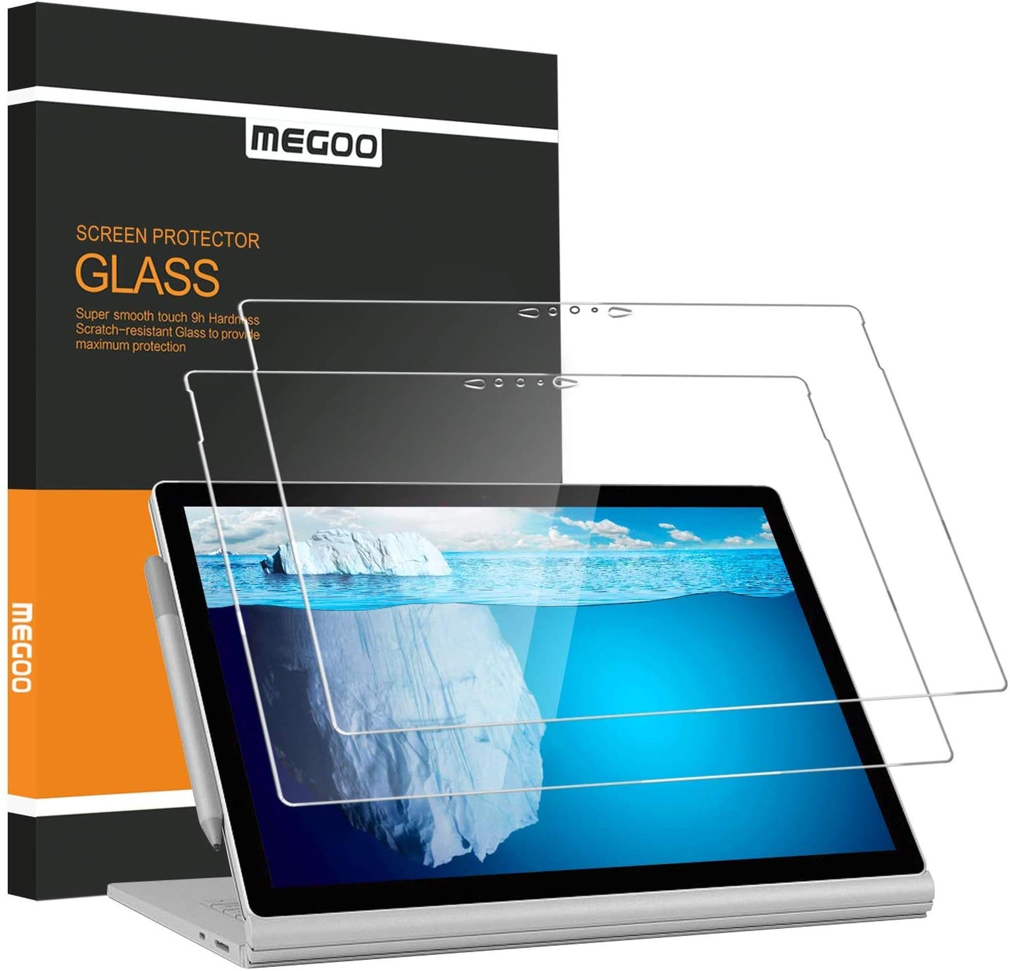 MEGOO [2-Pack] Screen Protector for Microsoft Surface Book 2, 15 inch （2017/2018 Release）, [HD Clear ] Anti-Scratch, Easy to Apply Lift Time Warrantey - for Surface Book 2-15 Inch