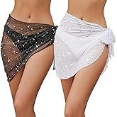 Beamuse 2 Pieces Pearl Crochet Skirt Cover Ups for Swimwear, Swimsuit Coverup Short Sarong Bathing Suit Cover Ups Women Wrap