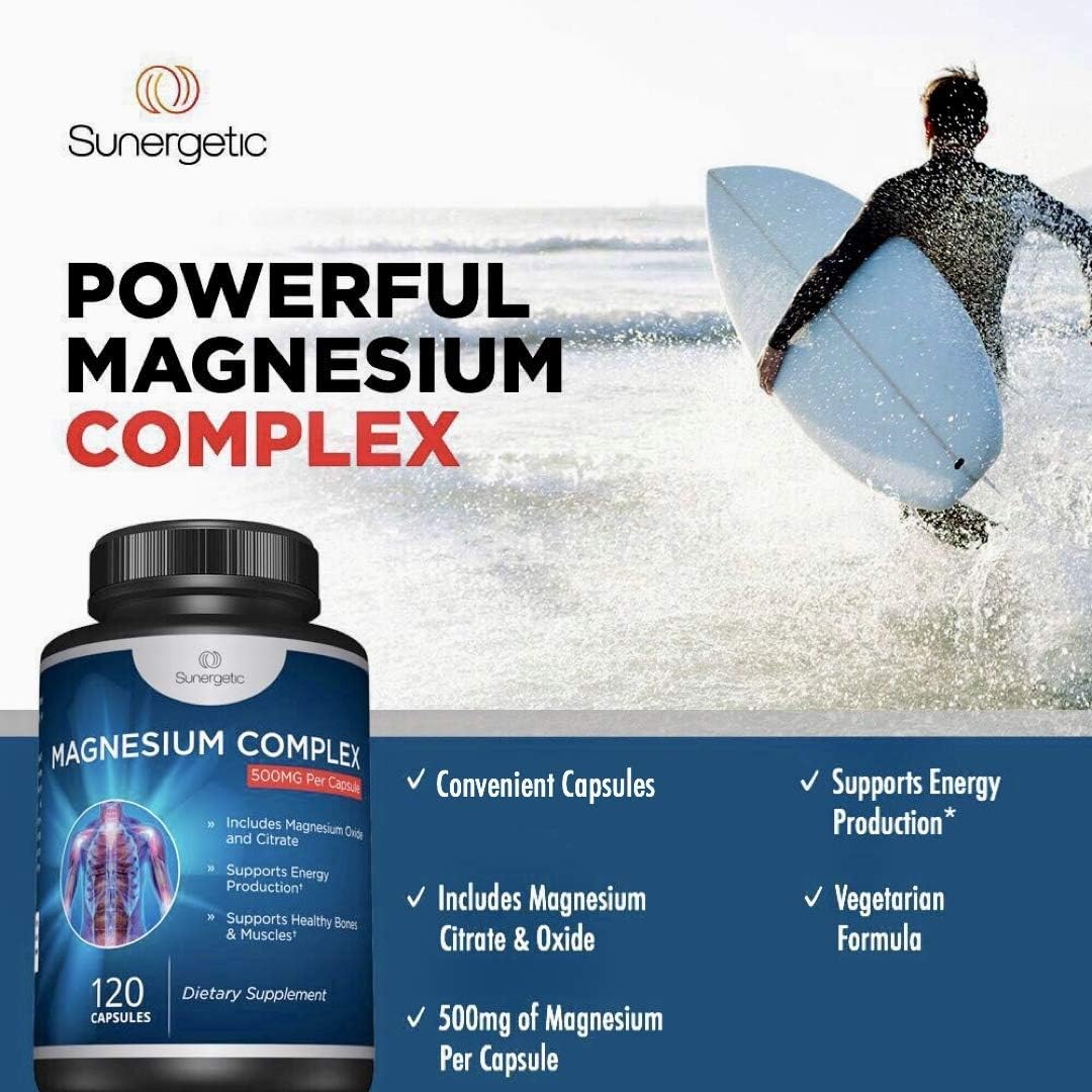 Premium Magnesium Citrate Capsules – Powerful 500mg Magnesium Oxide & Citrate Supplement – Helps Support Healthy Bones, Muscles, Teeth, Energy & Relaxation – 120 Vegetable Capsules: Health & Personal Care