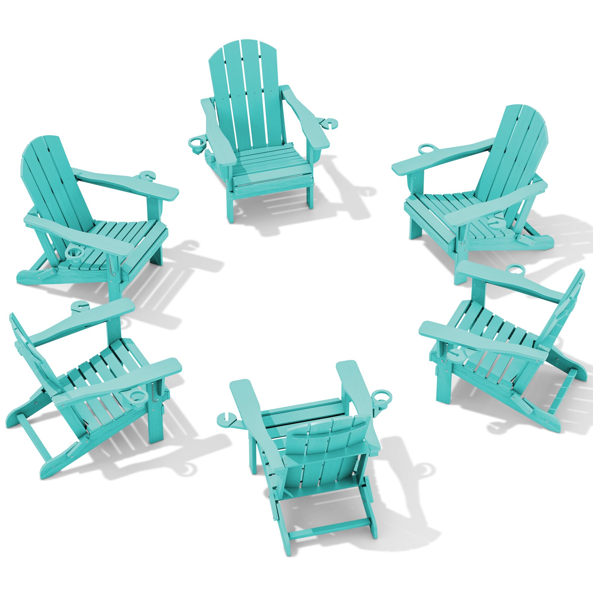 SERWALL Adirondack Chair with Cup Holders - Composite Adirondack Chairs Set of 6 HDPE Outdoor Chairs All Weather Use- Aruba Image