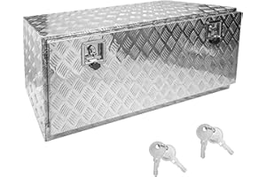 Edicapo 48 * 18 * 18 Aluminum Heavy Duty Diamond Plate ToolBox Chest Box Pick Up Truck Bed RV Trailer Toolbox Storage Organizer with T-Handle Latch Dual Lock Keys - Silver