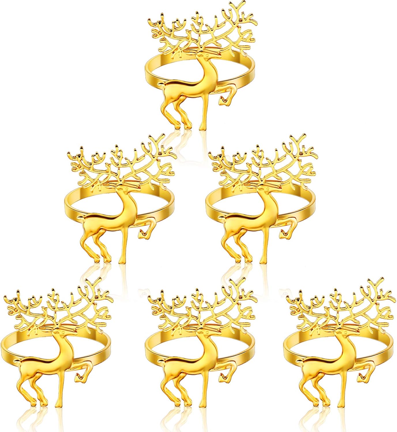 Christmas Napkin Rings Holders 6 Pieces Deer Napkin Rings for Christmas Dinners Parties, Table Decoration, Wedding Adornment for Christmas and Home Kitchen Dining Table Linen Accessories (Gold): Home & Kitchen