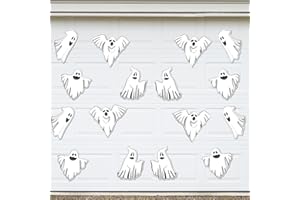 AnyDesign Halloween Garage Decoration Magnet Stickers White Ghost Garage Door Decals Halloween Magnet Refrigerator Stickers for Trick or Treat Party Home Door Car Decorations, 16Pcs