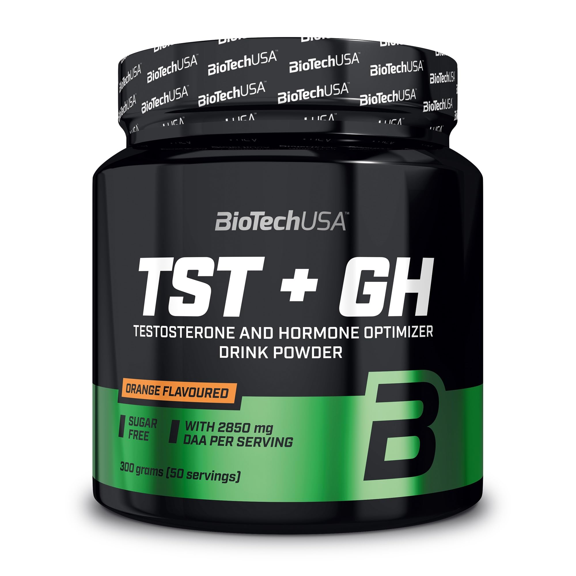 BioTechUSA TST + GH | Testosterone & Hormone Boosting Drink Powder | 2,850mg DAA | Amino Acids, Vitamins, Minerals | Sugar-, Lactose- and Gluten-Free | 300g | Orange