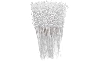 ZJJZGYXINTAI 60 Pieces Pearl Stick Stems Bouquets, 4mm Bead String Garland Beaded Spray Filler Floral Arrangements Tree Picks Wedding Party Decoration (White)