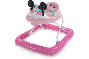 Bright Starts Disney Baby Minnie Mouse Forever Besties 2-in-1 Baby Activity Walker - Easy Fold Frame and Removable -Toy Station, 6 Months and up