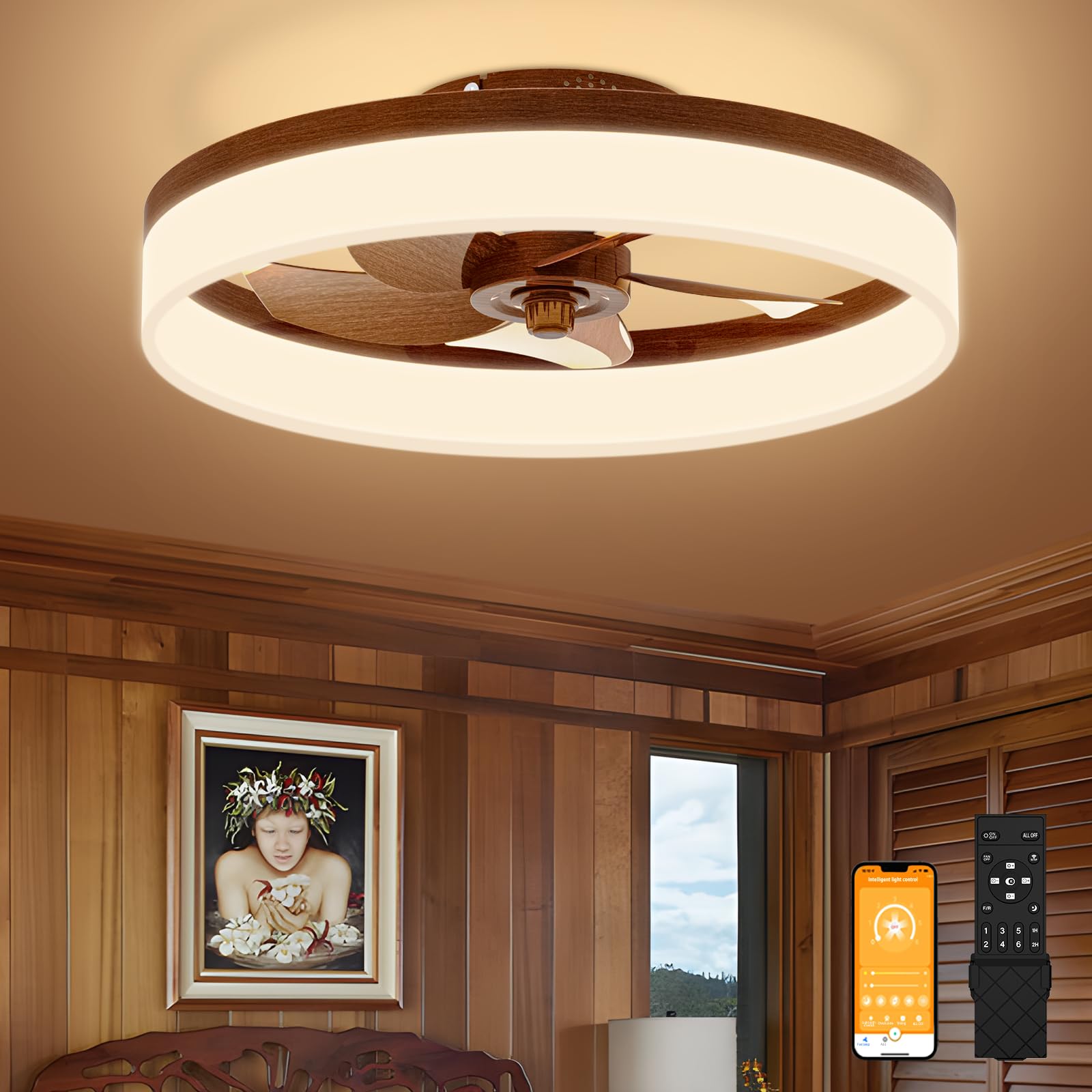VOLISUN Farmhouse Ceiling Fans with Lights and