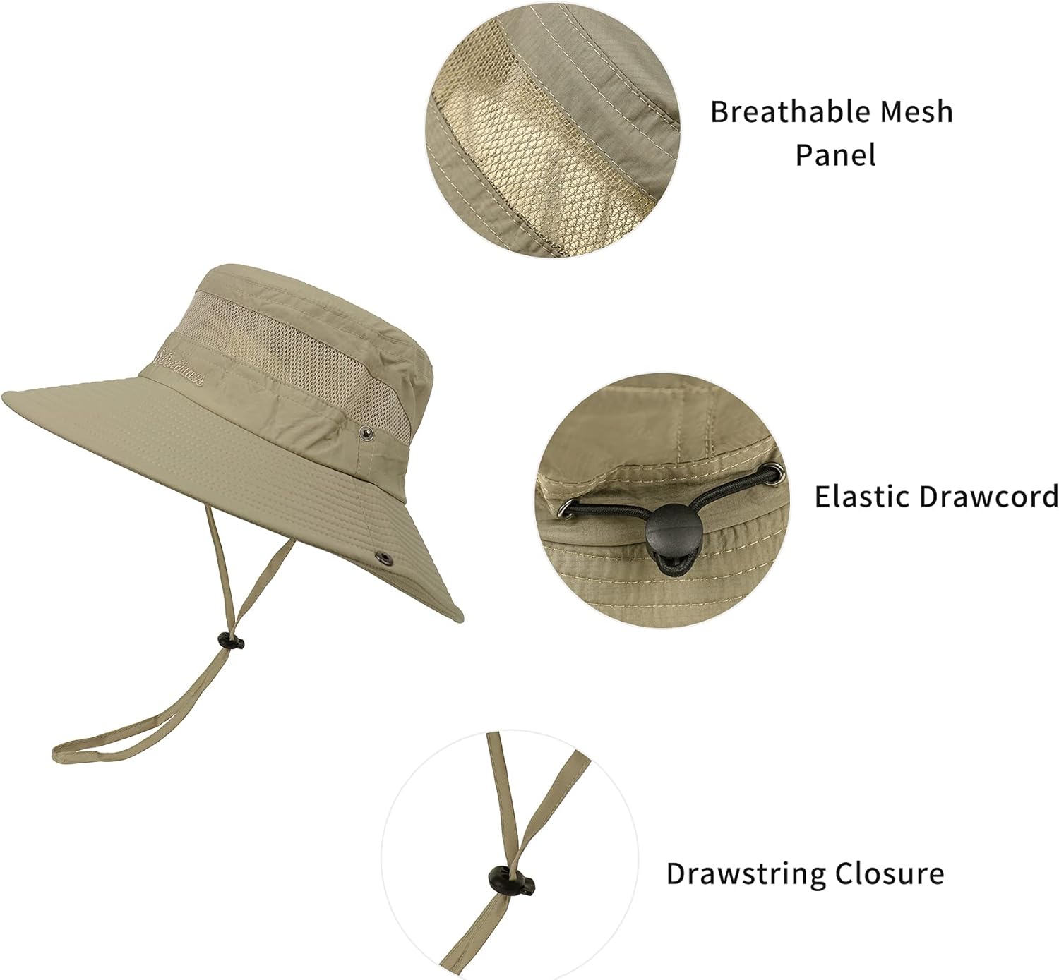 Zando Sun Hat for Men Women Fishing Hat Wide Brim Bonnie Hat for Men Beach Outdoors Fishing Hiking Summer UV Protection Light Grey One Size: Clothing