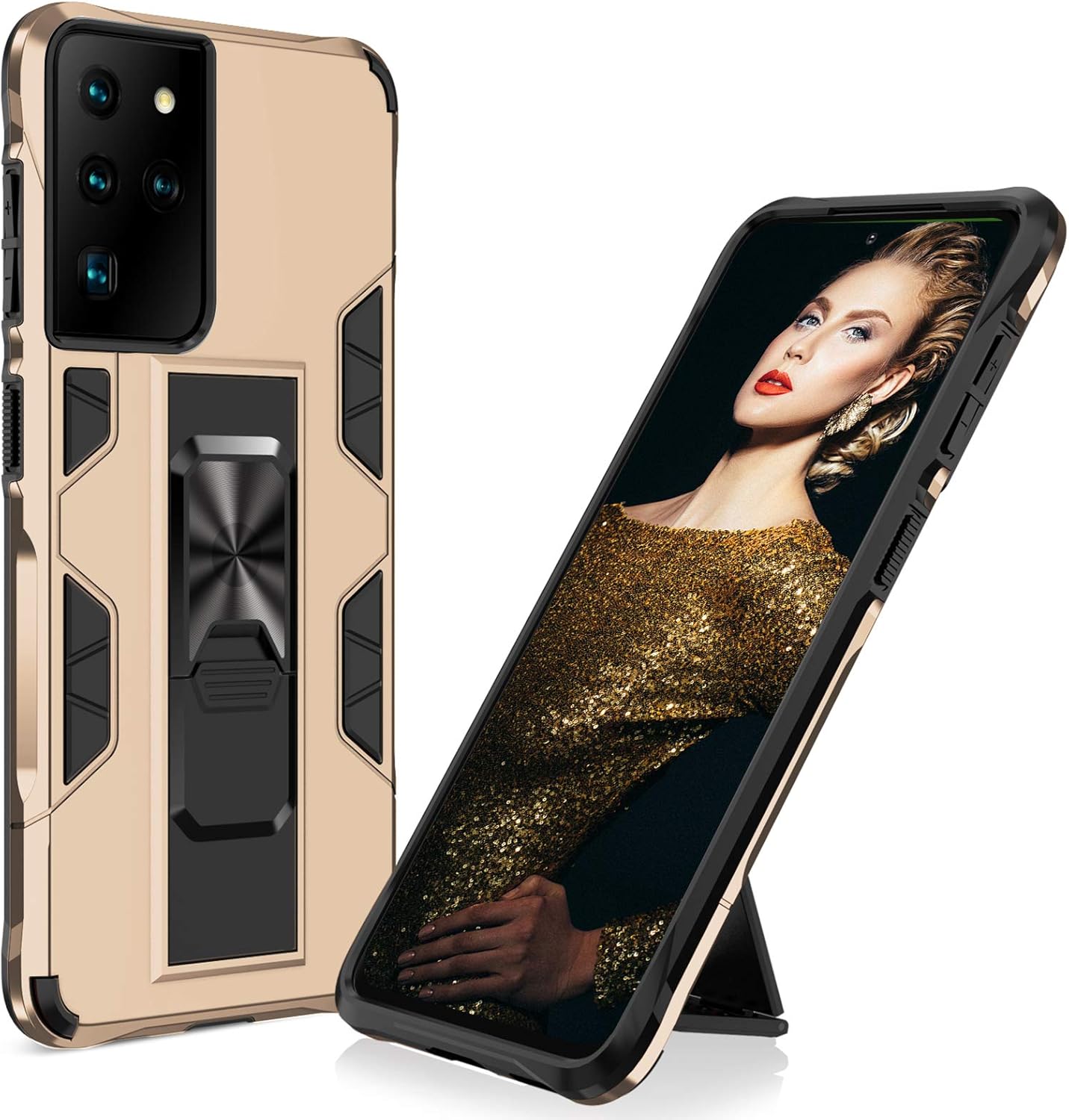 Amazon Com For Samsung Galaxy S21 Ultra 5g Armor Case Heavy Duty Cover Rubber Pc Shockproof Case Protective Bumper Full Body Rugged Shock Absorption Cover With Invisible Kickstand For Samsung S21 Ultra 5g