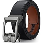 VANNANBA Men's Ratchet Belt Click Leather Belts 1 3/8" with Alloy Buckle for Casual Dress Pants, Cut for Fit