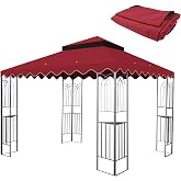 Heavy Patio Outdoor Tent Canopy Replacement for 10x10 Gazebo, Double | This pop up canopy replacement features UV-protected polyester, water-repellent top, and double-tiered design with mesh