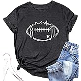Game Day Football T Shirts Women Football Mom Tee Tops Funny Sunday Casual Short Sleeve Tee Shirts