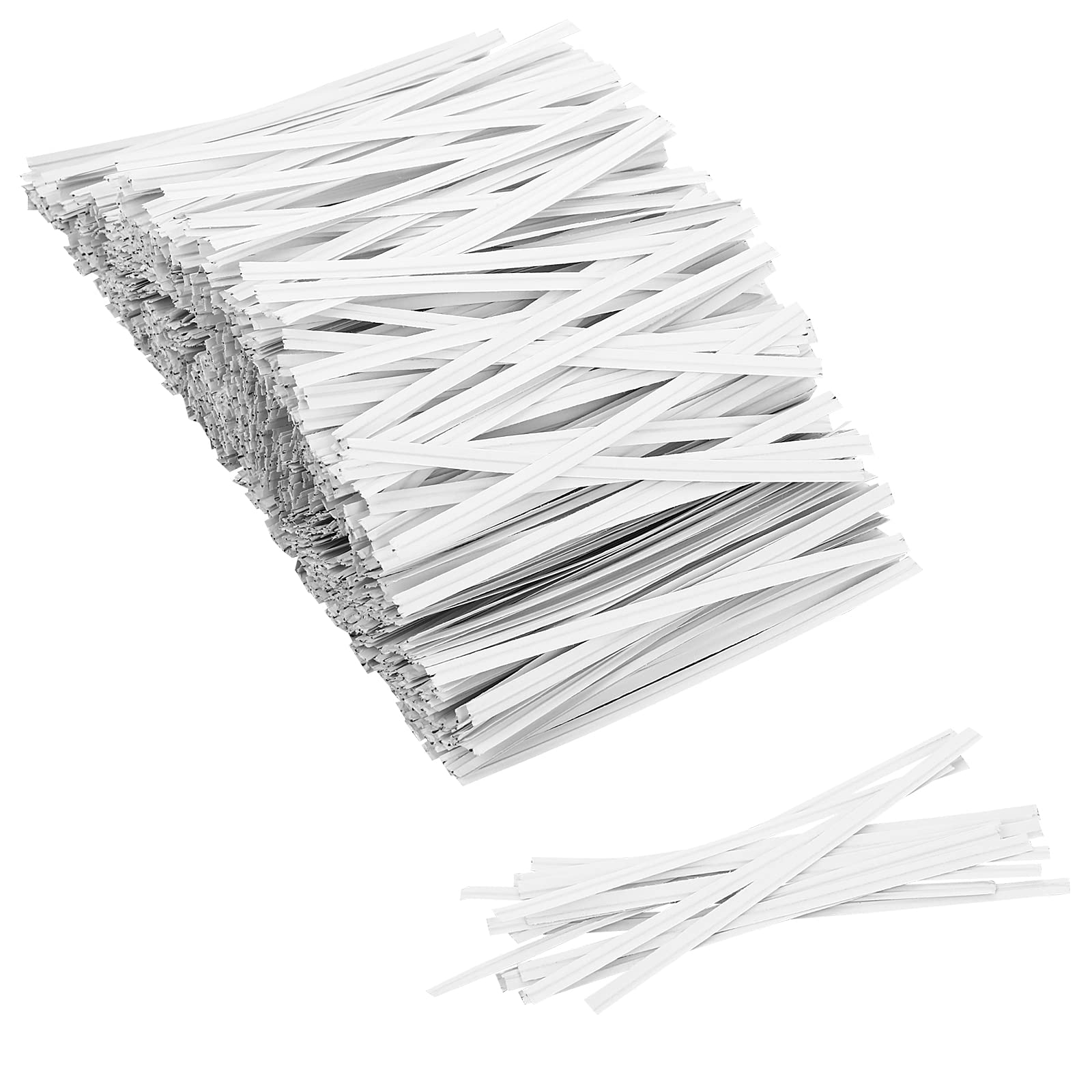 Abeillo1000 Pieces Paper Twist Ties, 4 Inches Plastic Bag Ties Reusable Bread Twist Ties for Candy Bags, Coffee Bags, Cake Pops, Party Favor Treat Supplies (White)