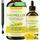 Mullein Drops For Lungs, Liposomal 14 In 1 Mullein Leaf Extract For Lungs, Mullein Drops with Elderberry, Chlorophyll, Thyme - for Lung Cleanse, Detox, Respiratory, Immune Health, 3 Fl 0Z, Mint Flavor