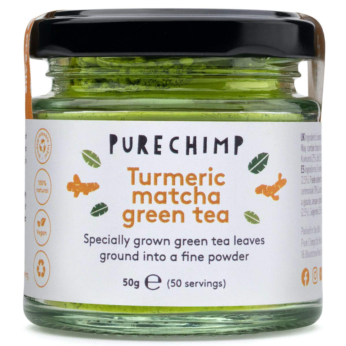 Turmeric Matcha Green Tea Powder 50g (1.75oz) by PureChimp Ceremonial