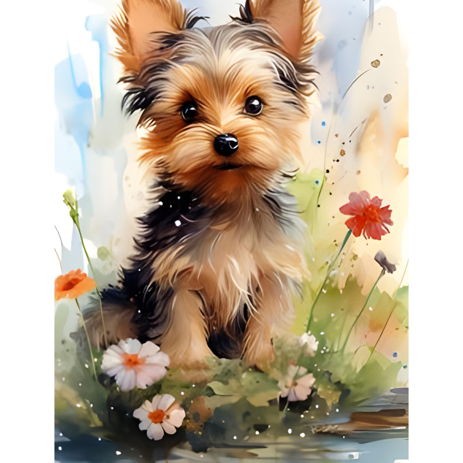 NAIMOER Dog Diamond Painting Kits for Adults, DIY Full Drill 5D Diamond Painting Animals Diamond Art Kits Spring Diamond Painitng Kits for Relaxation and Home Decor 30x40cm
