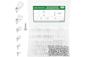 LUKAISEN Cable Clips for Cable Management Cord Organizer, 6 Sizes 290 PCS Nylon R-Type, 3/16'' 1/4'' 3/8'' 1/2'' 3/4'' 1'' White Plastic Screw Mounting Cord Fastener Clamp Assortment Kit with M4 Screws