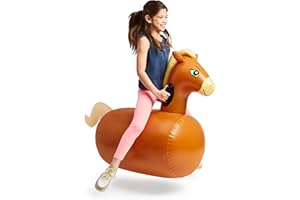 Hearthsong Hop N Go Inflatable Riding Bouncy Horse Hopping Toys for Kids Ages 5+ - Ride On Bouncer Animal Hopper Jumping Toys for Outdoor Games