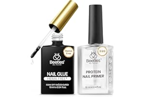 BEETLES GEL POLISH Beetles Hema-Free Nail Glue & Primer Set, 2Pcs 10ml TPO Free Super Strong 9 in 1 Nail Glue Gel and Bond Primer for Acrylic Fast Dry Supplies, Long-Lasting Professional Kit, U V Light Required