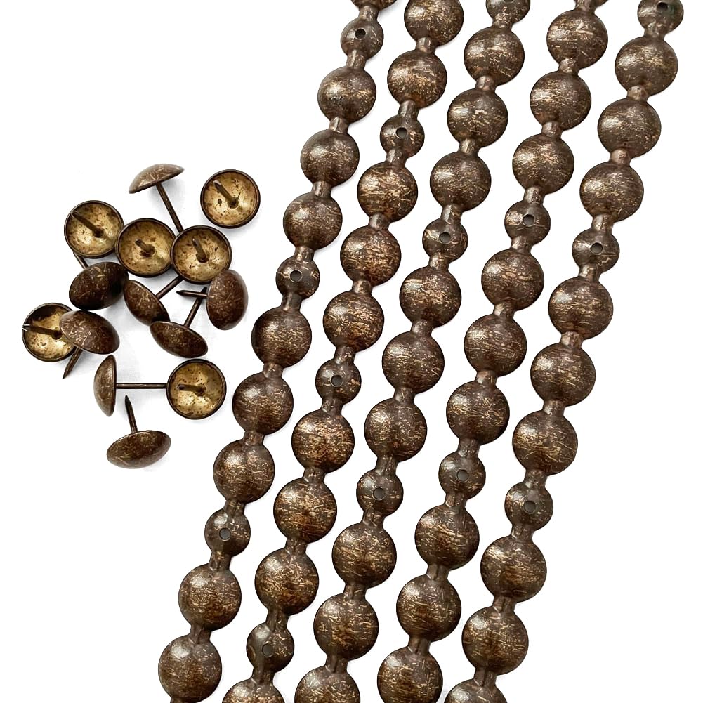Let's Decorate 10Meters D16mm Upholstery Tacks Antique Color Sofa Nailhead Strips,Furniture Bench Sofa Tacks,Loosing Tacks Matched,DIY Furniture Accessory(L:16mm Antique)