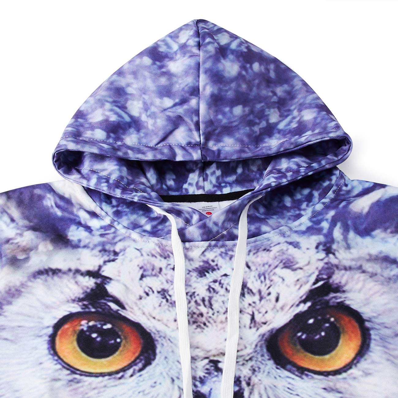 RAISEVERN Unisex Paar tragen Digitale Eulen 3D gedruckt Hooded Sweatshirt Casual Pullover Hoodies mit großer Tasche braun