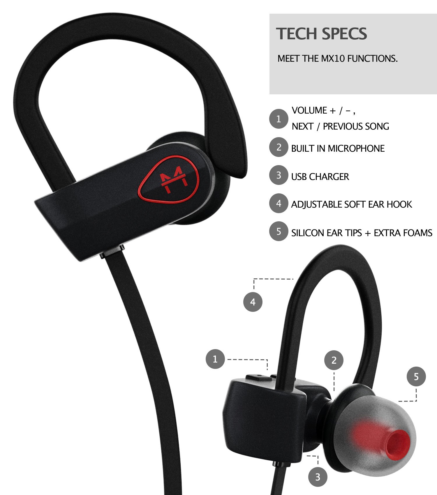 ONE DAY SALE!! MX10 Bluetooth Iphone Headphones Ear Buds Wireless Headphones eBay