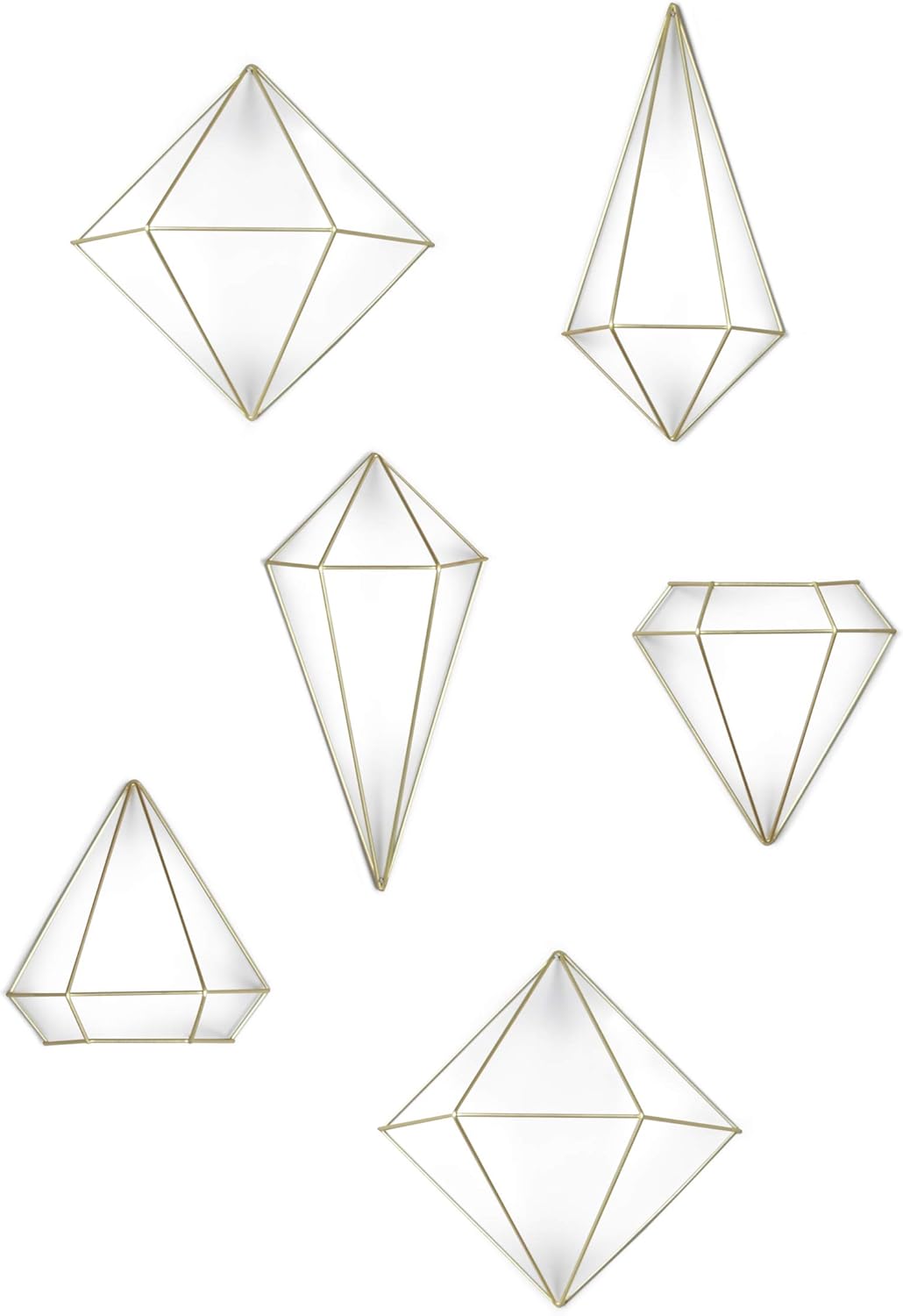 Umbra Prisma Wall Decor, Brass, Set of 6, Matt Brass, 33L x 19.1W cm