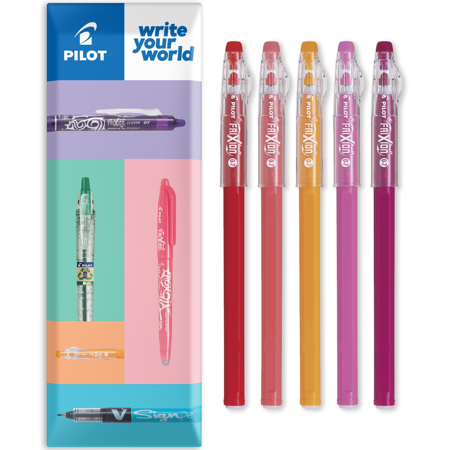 PILOT FriXion Ball Stick 07-0.7mm Nib Tip - Erasable Gel Ink Pens - In Envelope Gift Packaging (Warm Tones Wallet of 5) — image 1