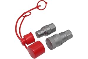 LSQ-FF-03 3/8" NPT 3/8'' Body Flat Face Hydraulic Quick Connect Disconnect Coupler Set Hydraulic Quick Couplings w/Dust Caps ISO16028