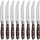 Messermeister Avanta Forged 5&rdquo; Fine Edge Steak Knife Set - Pack of 2 - German X50 Stainless Steel - Rust Resistant &amp; Easy to Maintain - 8 Steak Knives Total