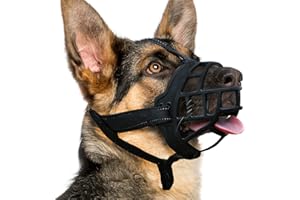 BARKLESS Dog Muzzle, Silicone Basket Muzzle for Small Medium Large Dogs, Soft Cage Mouth Cover Prevent Biting Chewing, Allow Drinking Panting, Suitable for German Shepherd