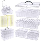 Guyuyii Bead Organizers and Storage – 58‑Piece Stackable Boxes with Lids, Labels AMD Handle – Ideal for Crafters, Jewelry Mak