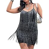 SHENHE Women's Plus Size Sparkle Fringe Flapper Dress Party Concert 1920s Bodycon Tassel Dress